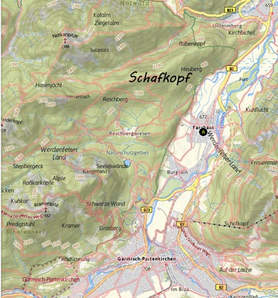 Umgebungskarte Schafkopf bei Farchant